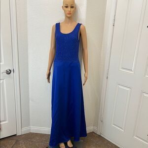 Patra Dress Elegant Royal Blue Scoop Neck Sleeveless Maxi Size 10 Formal Evening